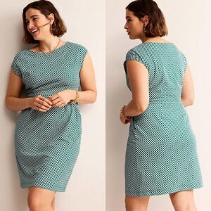 Boden FLORRIE FLORAL JERSEY DRESS Size 12L MEADOW GREEN ABSTRACT DIAMOND